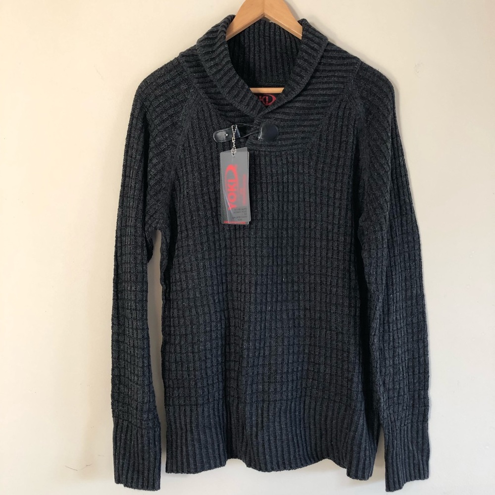 Yoki Charcoal Gray Cotton Blend Sweater Men’s L NWT